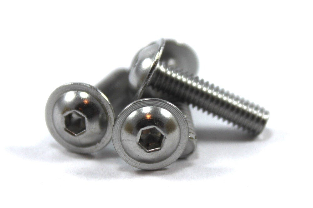 10x Motorcycle / Ducati Screen Bolts - Stainless Steel + Rubber Well Nuts m4 4mm
