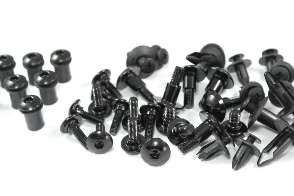 Honda VFR750F 1986-1987 Black Aluminium Fairing Bolt Kit RC24 + Dzus Fasteners