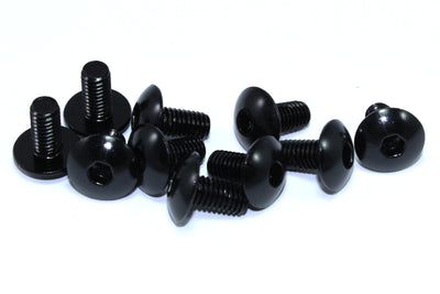 Black Aluminium Fairing Bolts m6 x 12mm (14mm diameter head) Allen Key Button Head