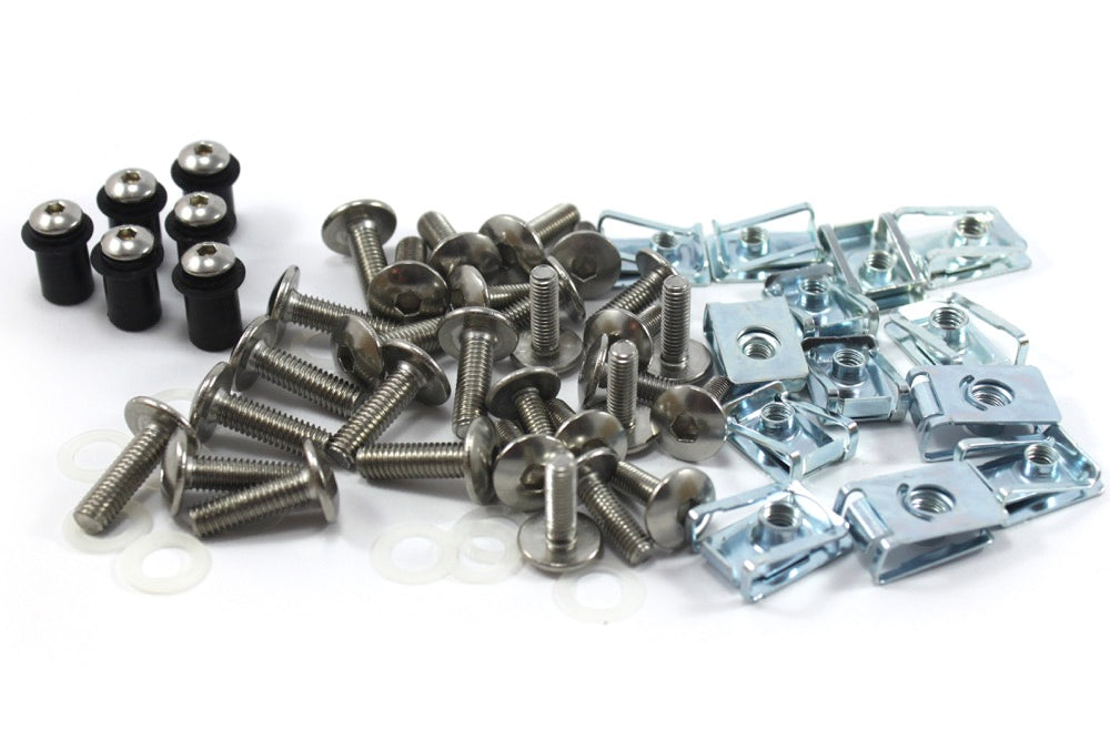 Aprilia RS50 1996-1998 Stainless Steel Fairing Bolts Clips & Screen Wellnut Kit