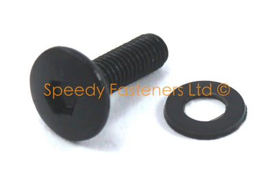 Black Aluminium Screen Bolts m4 x 16mm (10mm diameter head) Allen Key Button Head