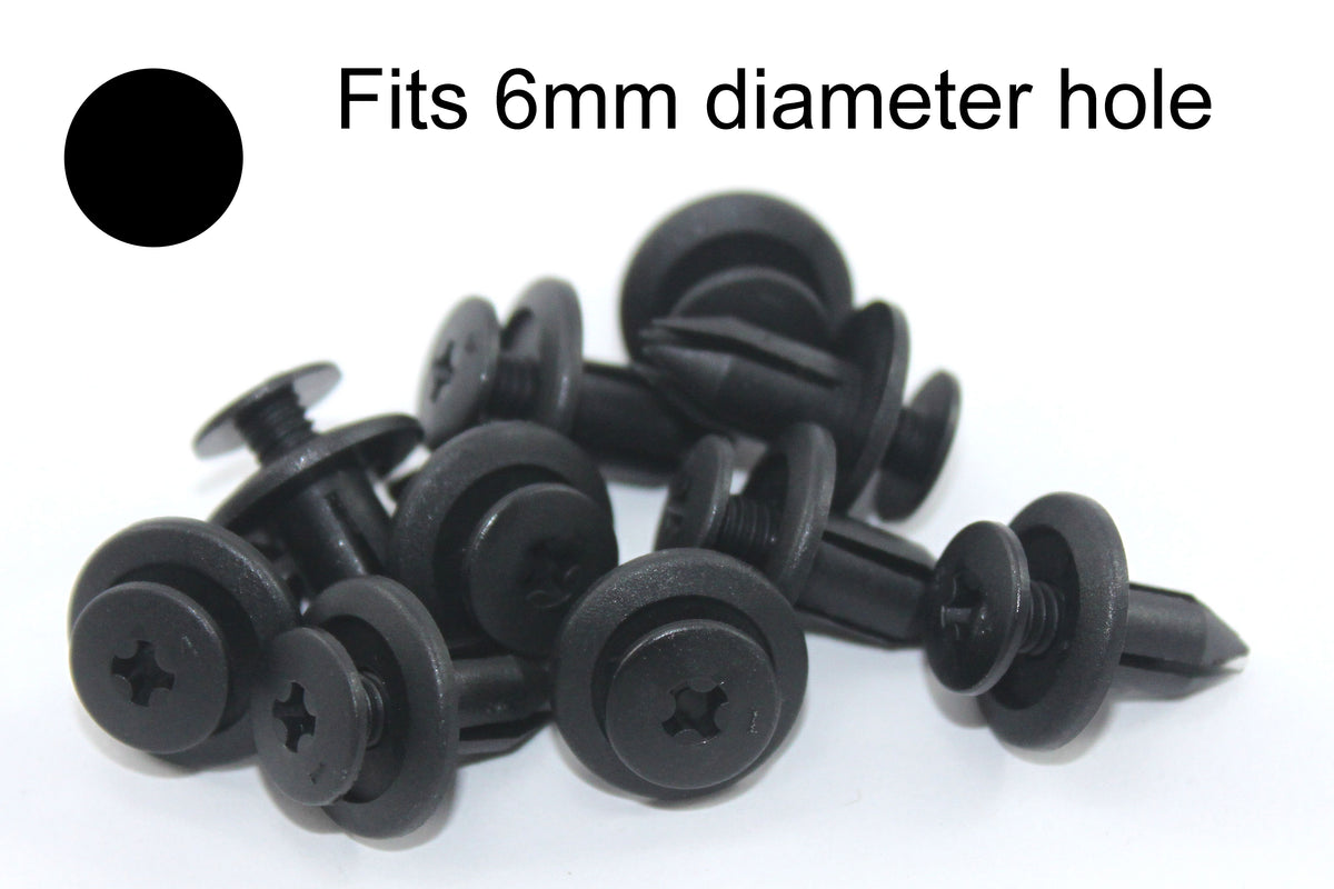 Plastic Screw Rivets Scrivets 6mm x 13mm Short