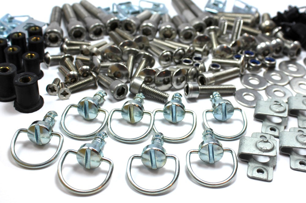 158 Piece Universal Race Track Pack Fairing Frame Bolts Fixings Dzus