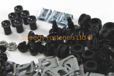 Yamaha R1 1998-2001 Fairing & Screen Bolt Kit Black Aluminium with Dzus Fasteners Option