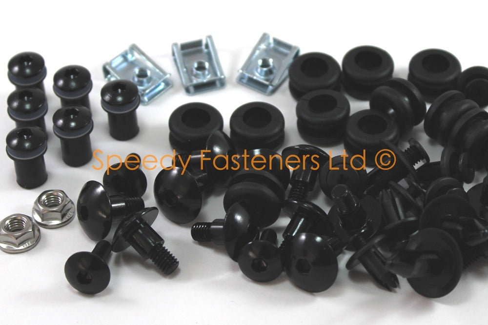 Yamaha R1 2004-2006 Fairing & Screen Bolt Kit Black Aluminium with Dzus Fasteners Option