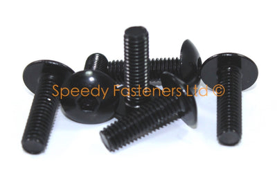 Black Aluminium Fairing Bolts m6 x 20mm (14mm diameter head) Allen Key Button Head