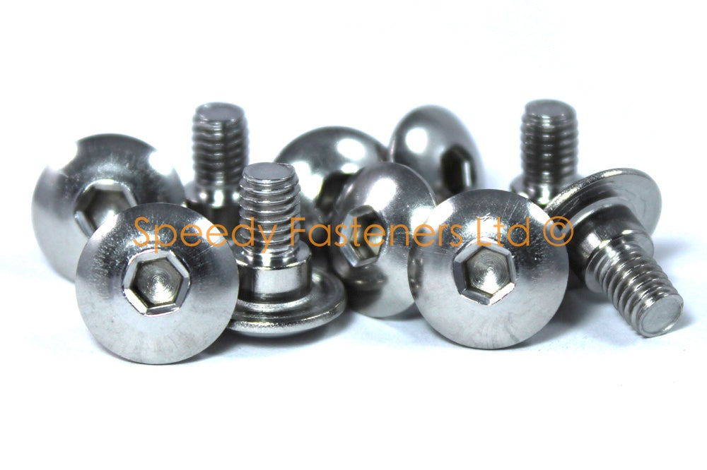 Stainless Steel Fairing Bolts m6 x 12mm (15mm diameter head) 4mm Shoulder Allen Key Button Head