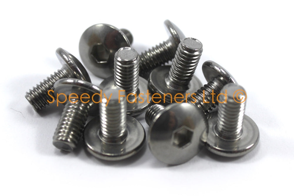 Stainless Steel Fairing Bolts m6 x 12mm (14mm diameter head) Allen Key Button Head
