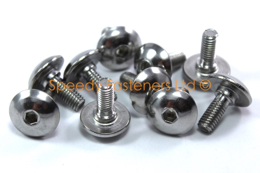Stainless Steel Fairing Mudguard Fender Bolts m6 x 16mm (18mm diameter head) 3mm Shoulder Allen Key Button Head