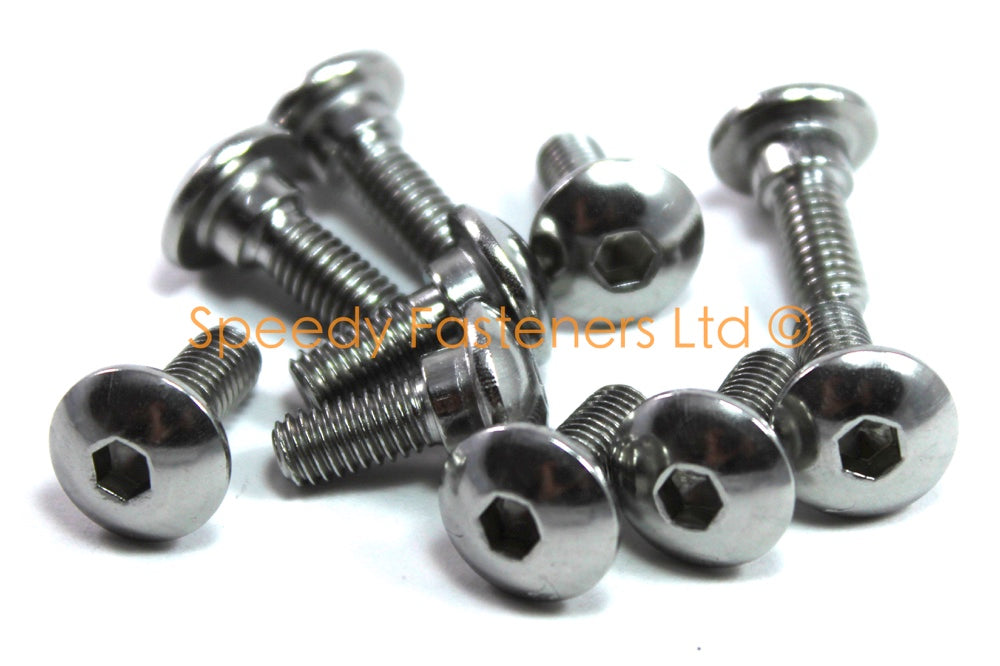 Stainless Steel Fairing Bolts m6 x 16mm (14mm diameter head) 4mm Shoulder Allen Key Button Head