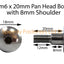 Stainless Steel Fairing Fender Bolts m6 x 20mm (18mm diameter head) 8mm Shoulder Allen Key Button Head