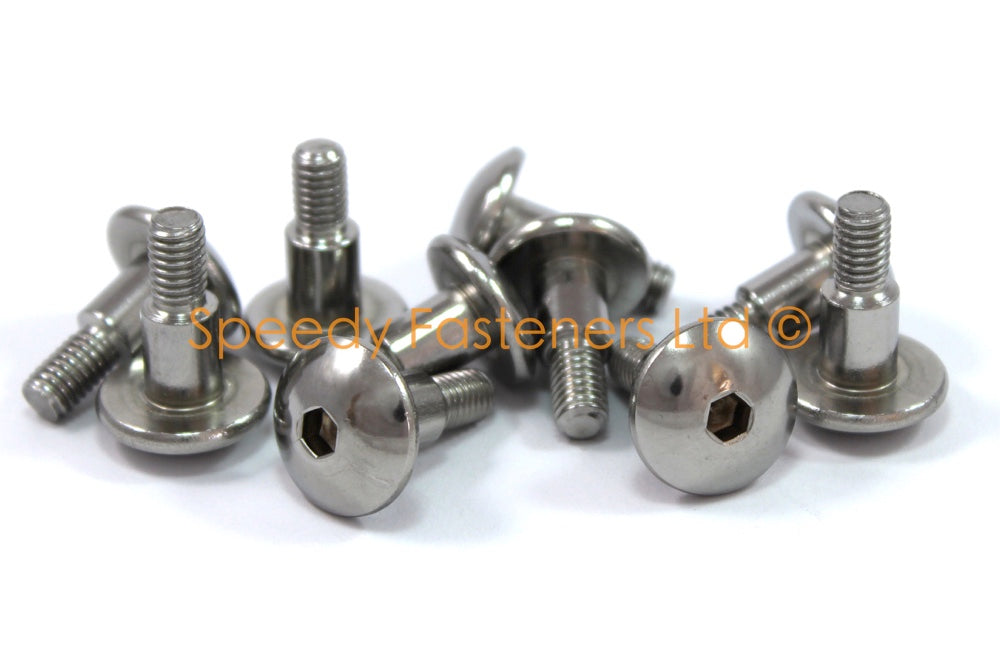 Stainless Steel Fairing Fender Bolts m6 x 20mm (18mm diameter head) 10mm Shoulder Allen Key Button Head