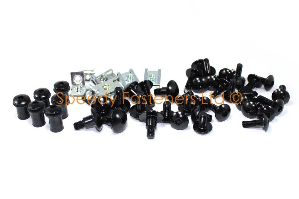 Honda VFR750F 1986-1987 Black Aluminium Fairing Bolt Kit RC24 + Dzus Fasteners