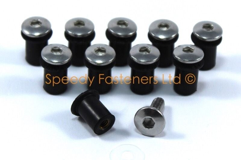10x Honda 90111-KW3-003 Rubber Well Nuts Screen Fairing + Stainless Steel Bolts