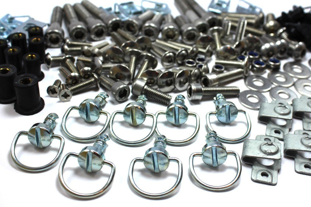 158 Piece Universal Race Track Pack Motorcycle Fairing Frame Bolts Fixings Dzus