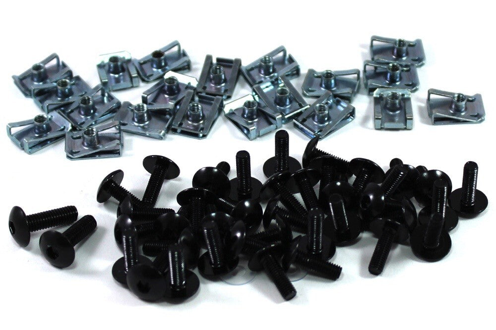 Aprilia RS4 125 2011 - 2015 Black Aluminium Fairing Screen Bolt & Clip Screw Kit