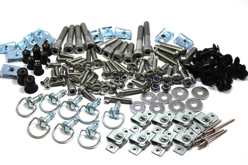 158 Piece Universal Race Track Pack Motorcycle Fairing Frame Bolts Fixings Dzus