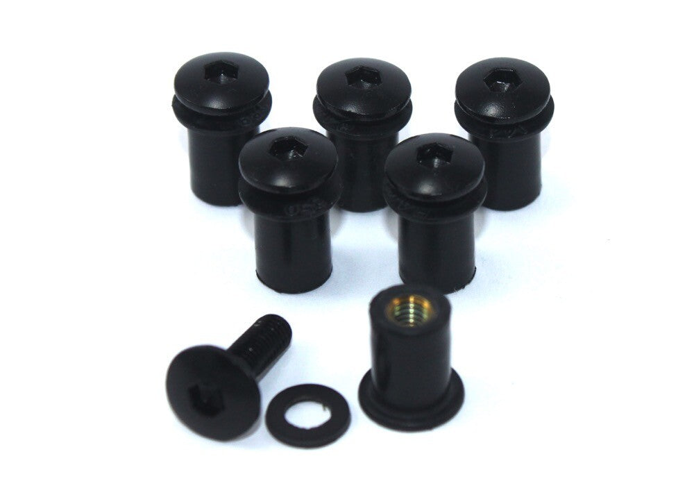 Yamaha FZ6R 600 2009-2017 Black Aluminium Fairing Screen Bolt Clips Screws Kit 