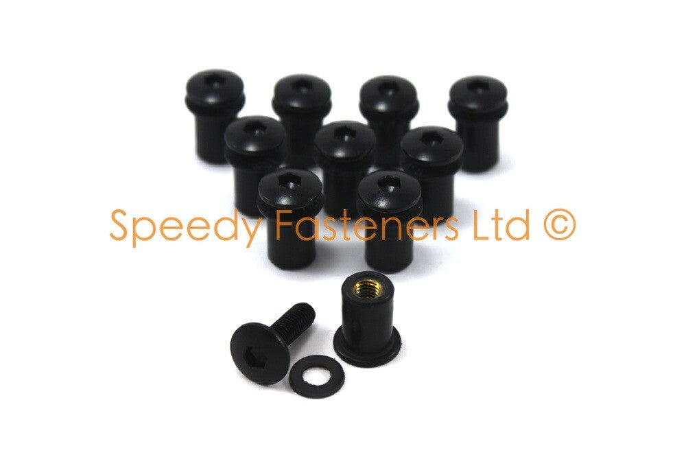 Triumph Trophy 1995-2004 Black Aluminium Fairing & Screen Bolts Clips Bolt Kit