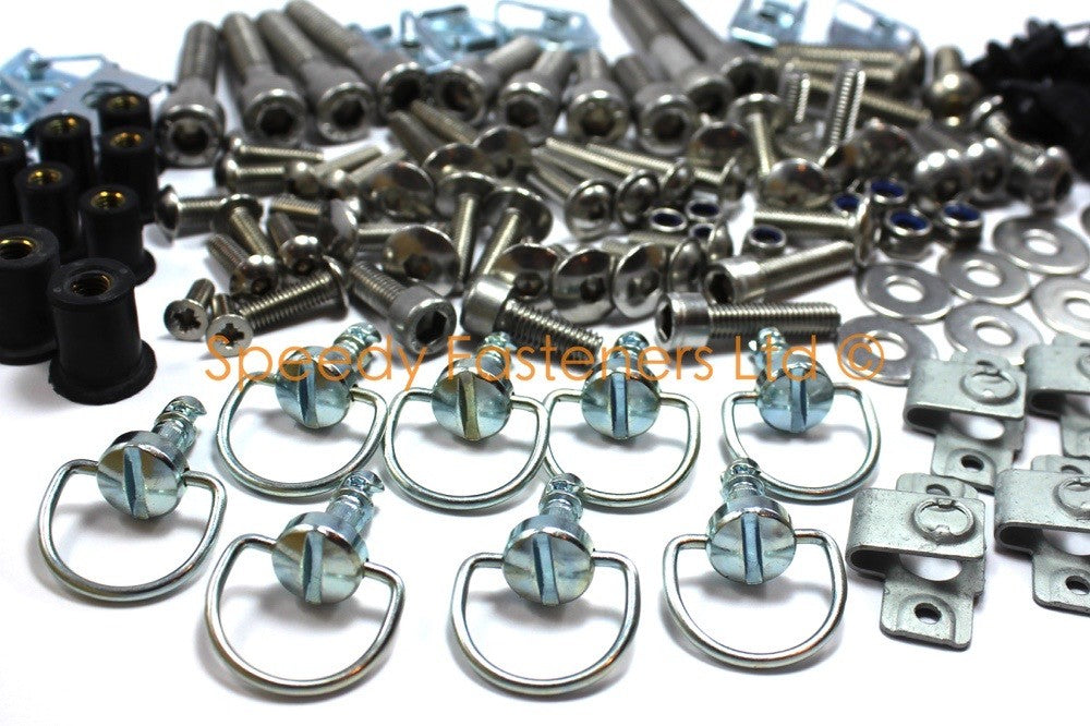 158 Piece Universal Race Track Pack Motorcycle Fairing Frame Bolts Fixings Dzus
