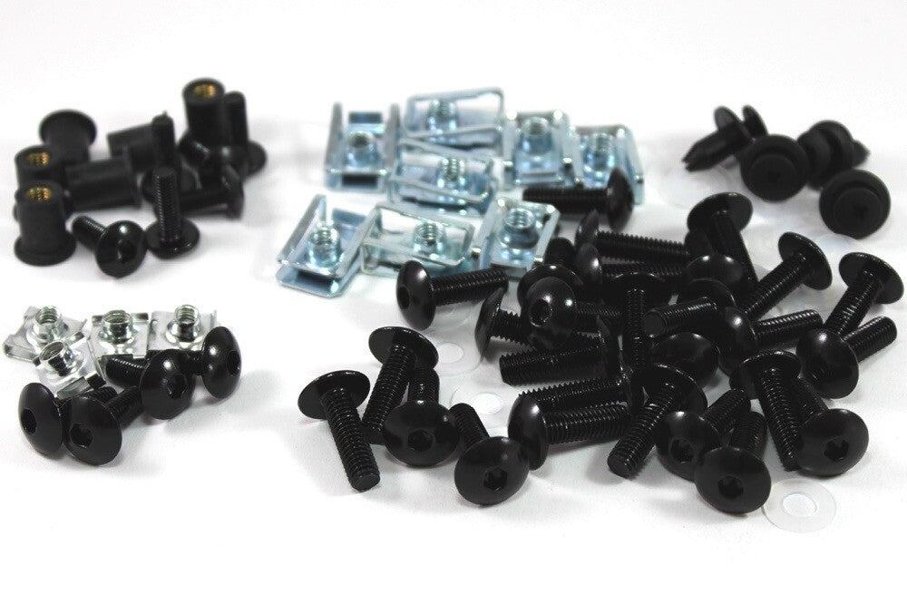Yamaha FZ6R 600 2009-2017 Black Aluminium Fairing Screen Bolt Clips Screws Kit 