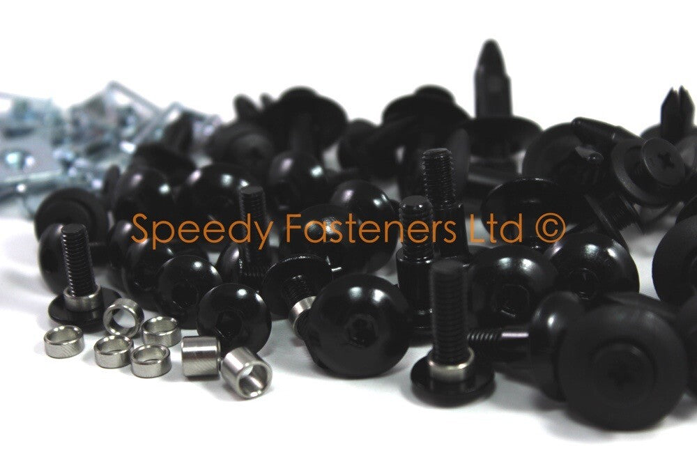 Honda CBR600 F4i Black Aluminium Fairing & Screen Bolts Clips Nuts CBR 600F 4i