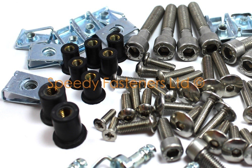 158 Piece Universal Race Track Pack Motorcycle Fairing Frame Bolts Fixings Dzus