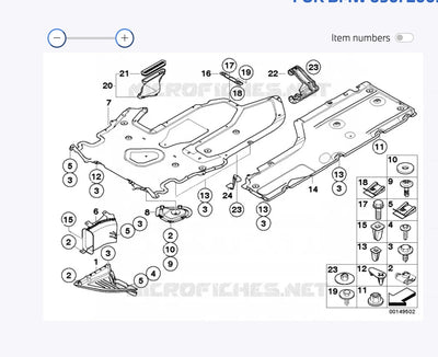 BMW 630i 650i 645i E63 E64 Engine & Gearbox Under Tray Shield 31x Clips & Bolts