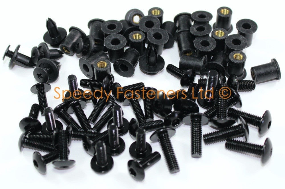 Kawasaki Ninja ZX-6R 2009-2012 Black Aluminium Fairing Screen Bolt Kit ZX6R