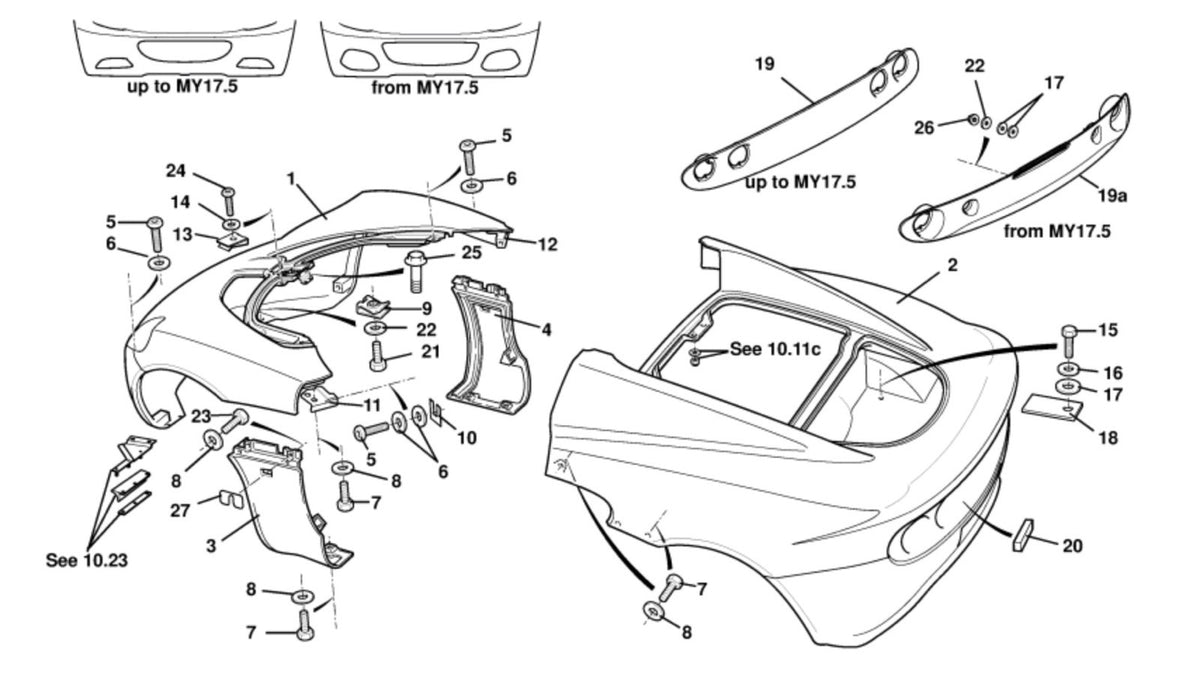 Lotus Elise S3 2011+ Stainless Steel Bolts Clam Shell Fixings Clamshell