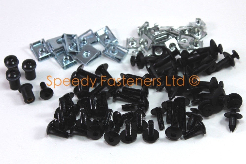 Yamaha Thunderace YZF 1000 Black Anodised Aluminium Fairing Bolt Clips Bolts Kit