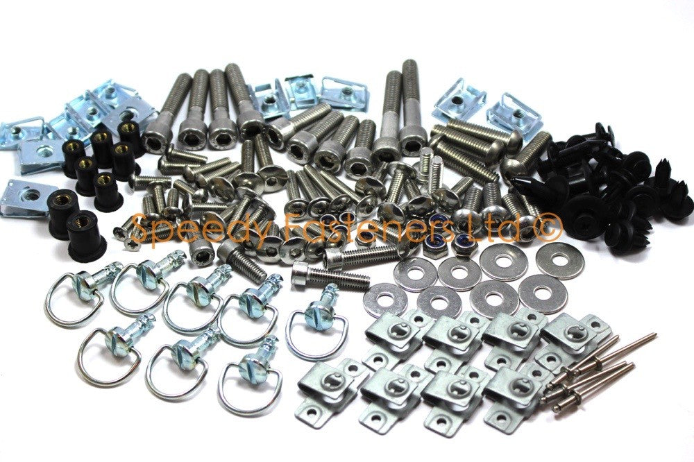 158 Piece Universal Race Track Pack Motorcycle Fairing Frame Bolts Fixings Dzus