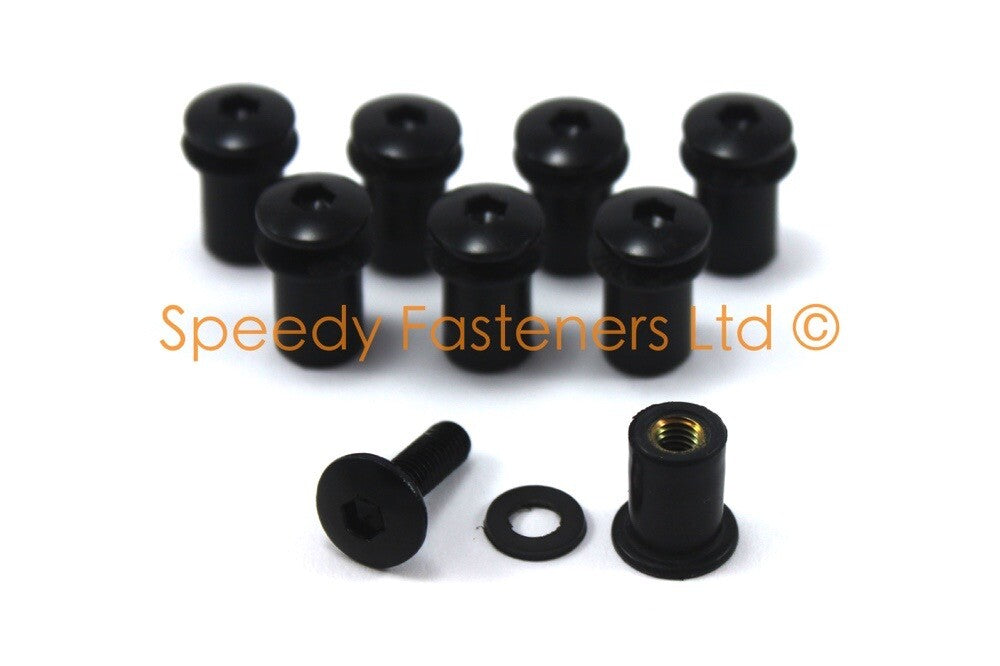 Triumph Daytona 750 900 1000 1200 Black Aluminium Fairing Screen Bolts Fixings