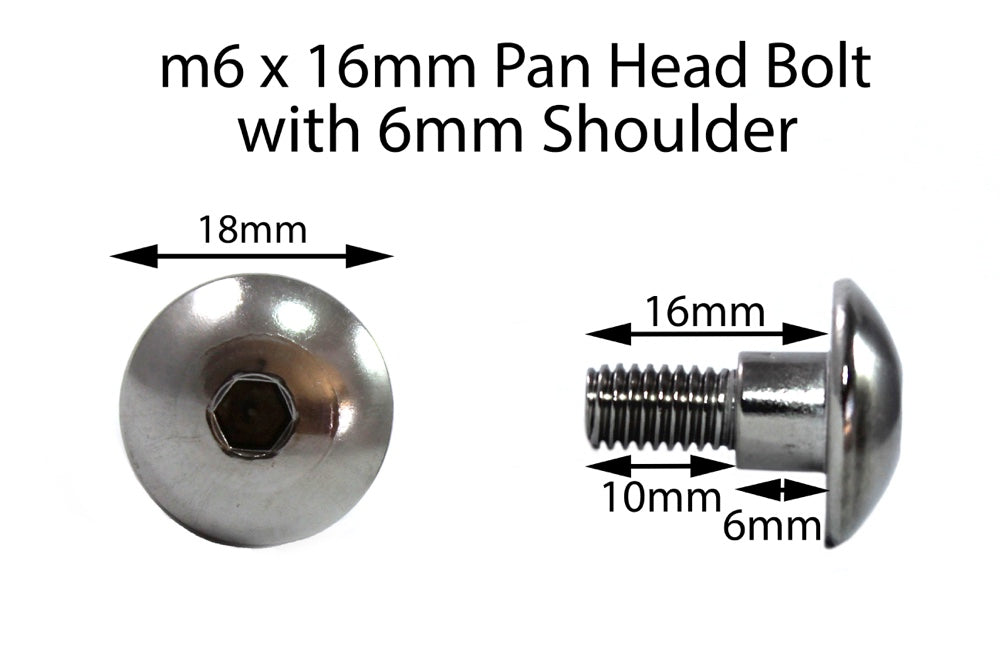 Black Aluminium Fairing Bolt m6 x 16mm (18mm diameter head) 6mm Shoulder Allen Key Button Head