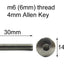 Stainless Steel Fairing Bolts m6 x 30mm (14mm diameter head) Allen Key Button Head