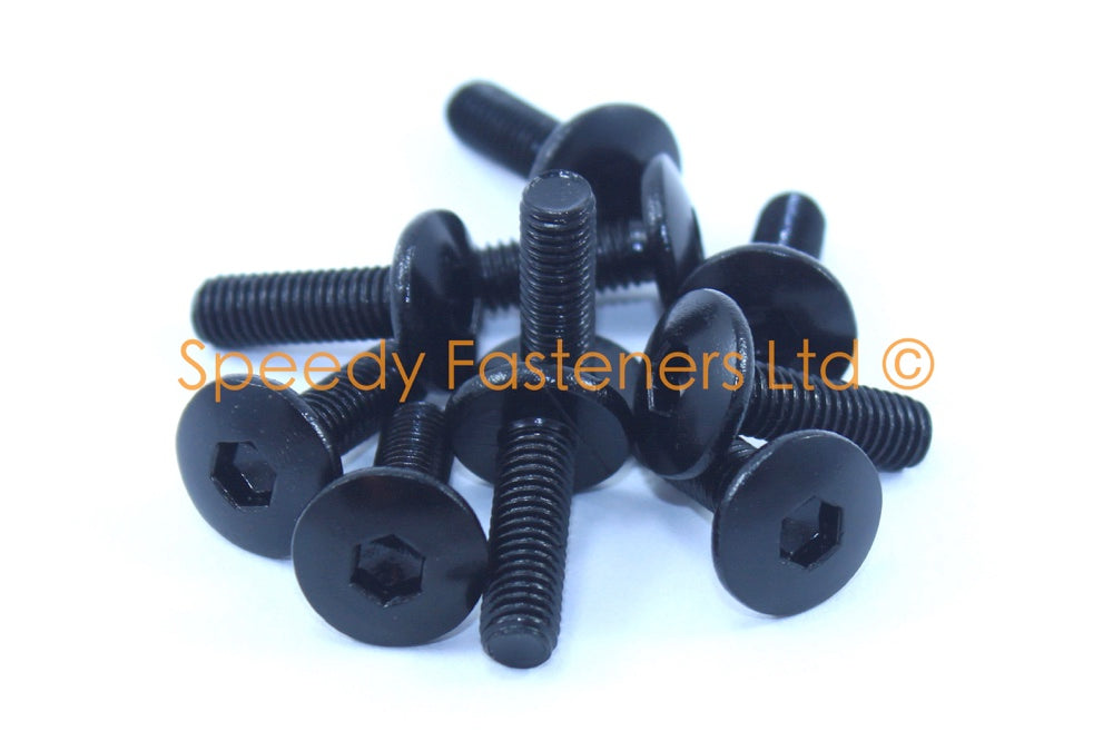 Black Aluminium Screen Bolts m4 x 16mm (10mm diameter head) Allen Key ...