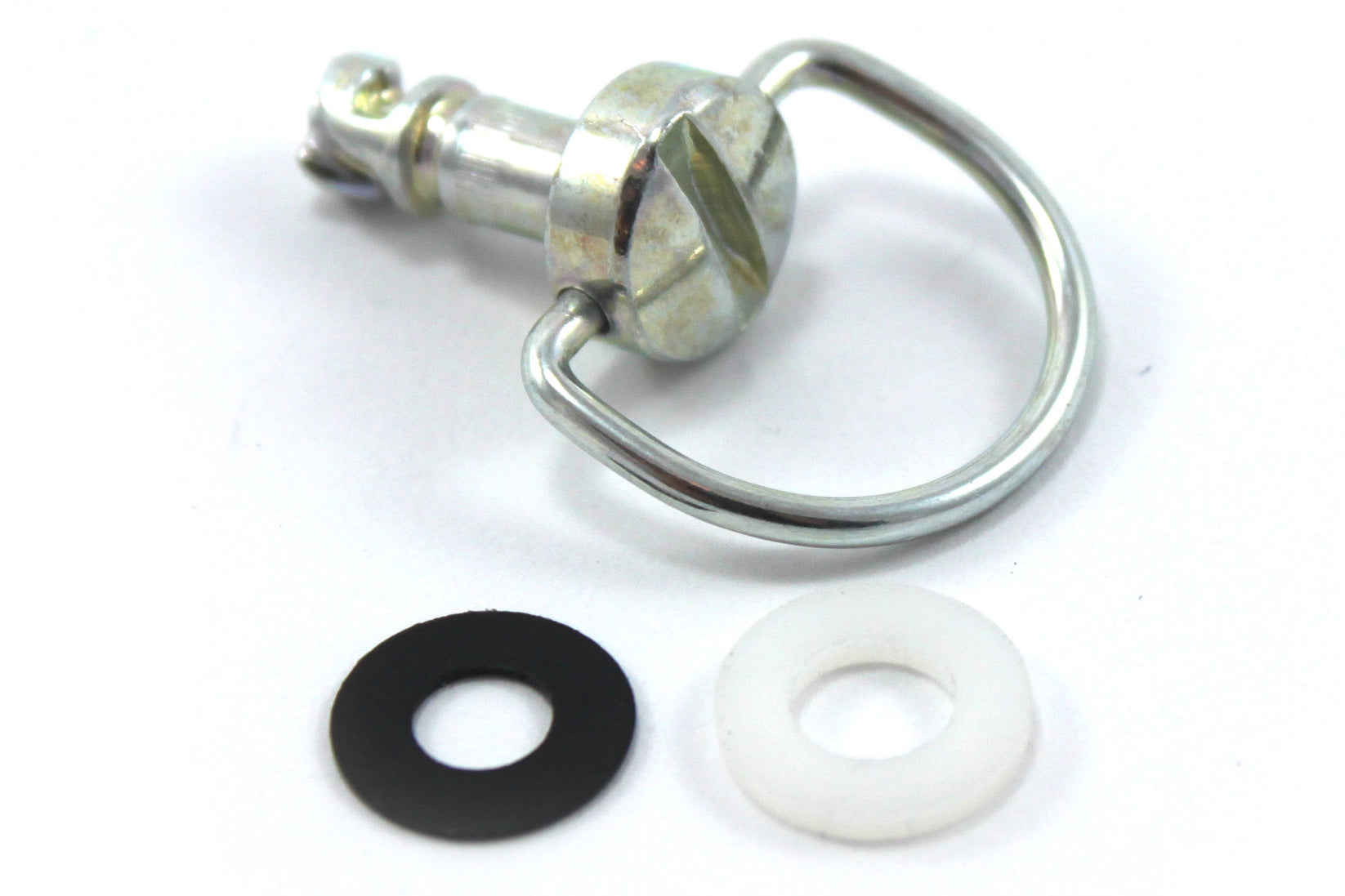 Dzus D-Ring Fairing Fastener - Silver, 6x17mm Stud, For Honda/Yamaha/Ducati Motorcycle Fairings (Includes Bolts)