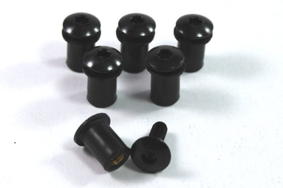Motorcycle Wind Screen Shield Black Aluminium Bolts & Rubber Well Nuts x 6