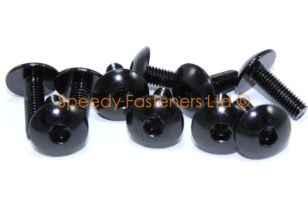 10x Black Aluminum Fairing Bolts - M5 X 16mm With 3mm Shoulder Step, For Motorcycle Bodywork