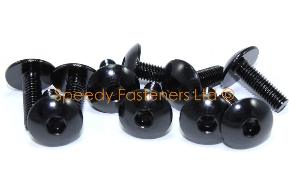 Black Aluminium Fairing Bolt m5 x 16mm (13.5mm diameter head) Allen Key Button Head