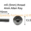 Stainless Steel Fairing Bolts m5 x 16mm (13.5mm diameter head) Allen Key Button Head