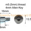 Stainless Steel Fairing Bolts m5 x 16mm (13.5mm diameter head) 8mm Shoulder Allen Key Button Head