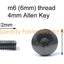 Stainless Steel Fairing Bolts m6 x 12mm (14mm diameter head) Allen Key Button Head