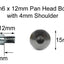 Black Aluminium Fairing Bolt m6 x 12mm (15mm diameter head) 4mm Shoulder Allen Key Button Head