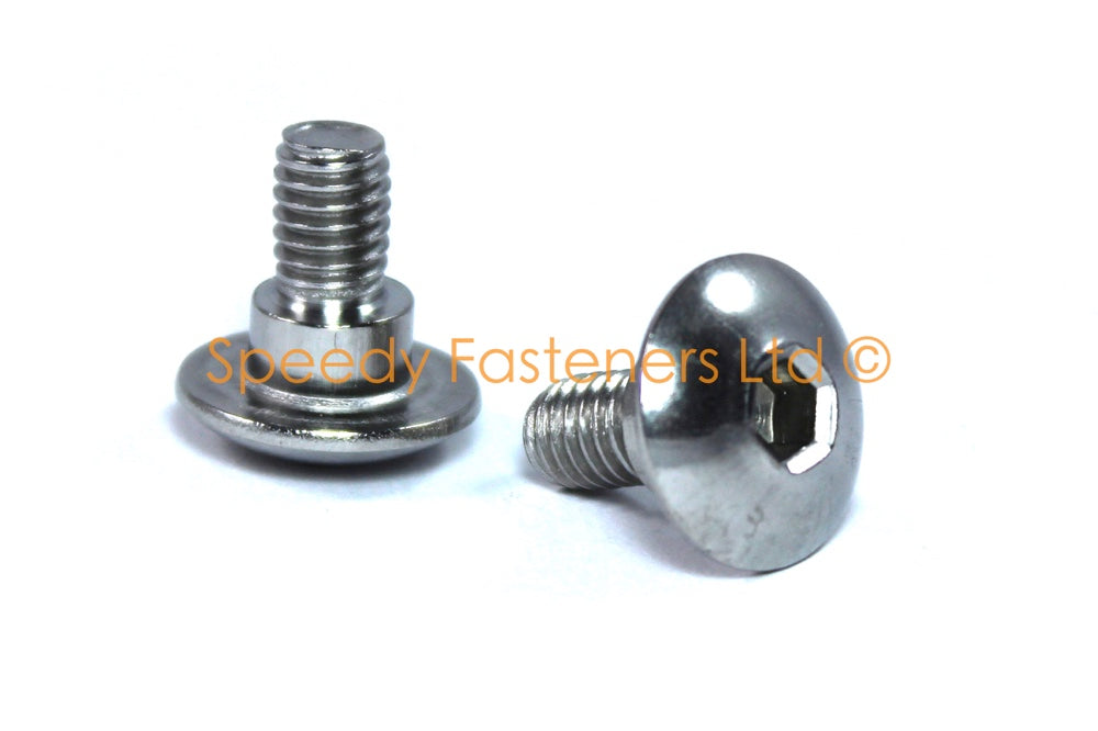 Stainless Steel Fairing Bolts m6 x 12mm (15mm diameter head) 4mm Shoulder Allen Key Button Head