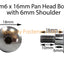 Stainless Steel Fairing Fender Bolts m6 x 16mm (18mm diameter head) 6mm Shoulder Allen Key Button Head