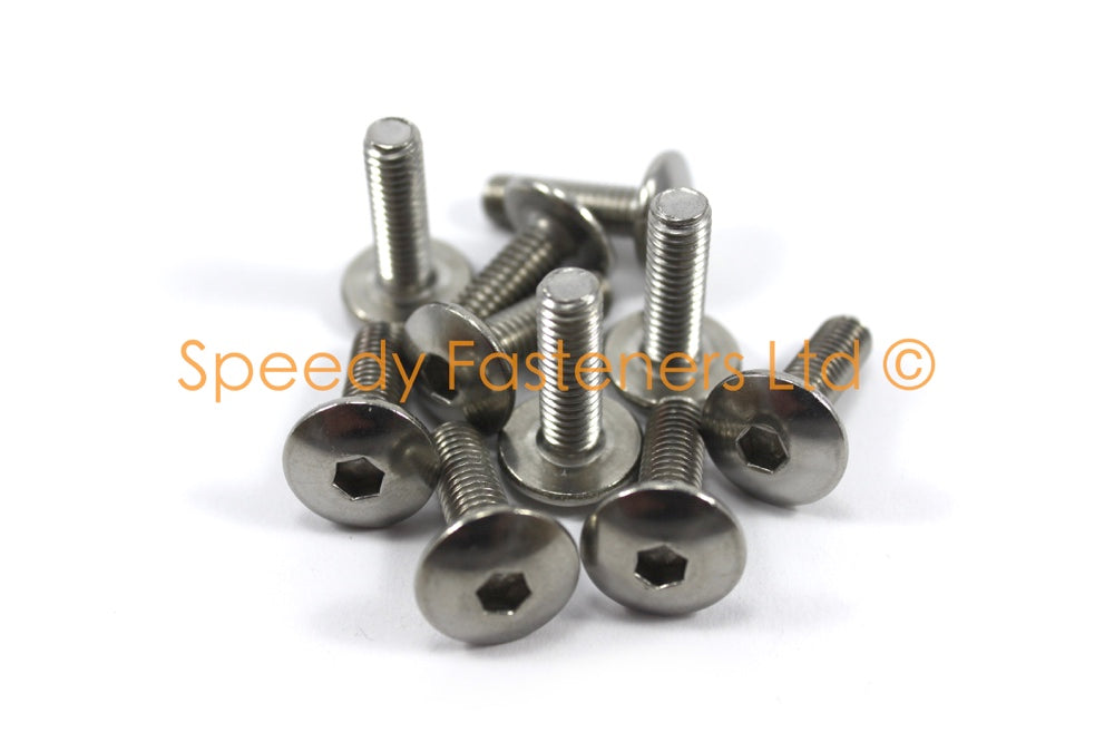 Stainless Steel Fairing Bolts m6 x 20mm (14mm diameter head) Allen Key Button Head