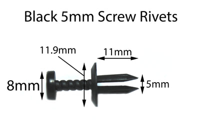 Plastic Screw Rivets Scrivets 5mm Lotus A100W6479F