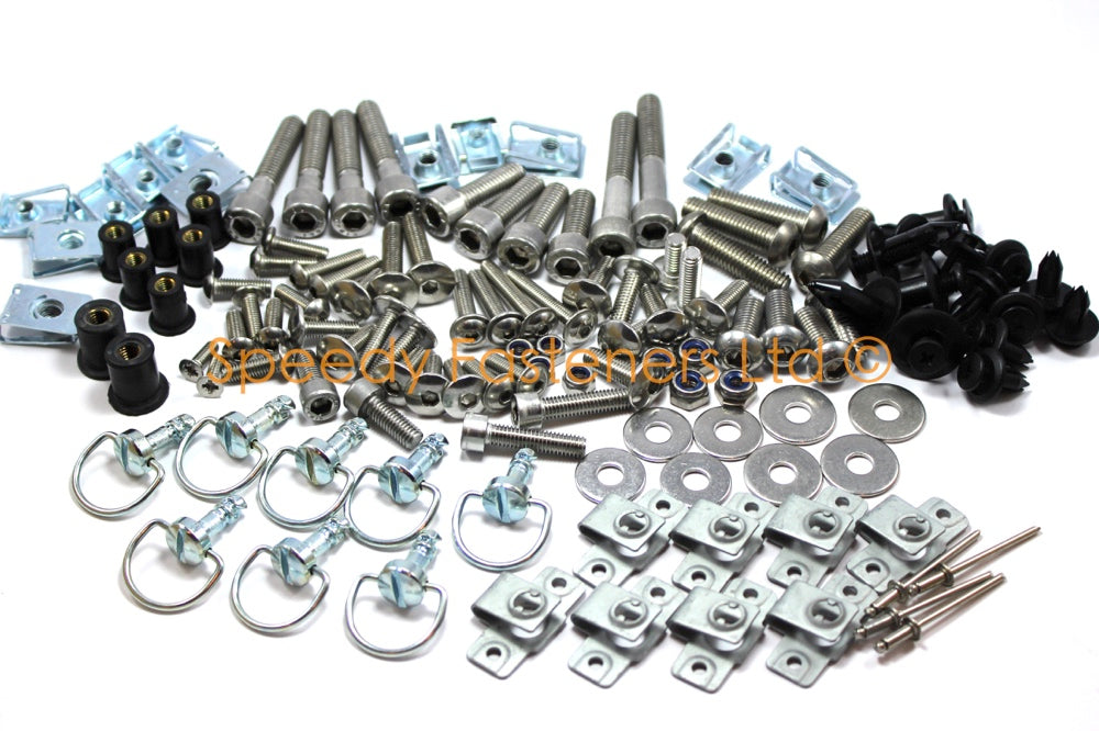 158 Piece Universal Race Track Pack Fairing Frame Bolts Fixings Dzus ...