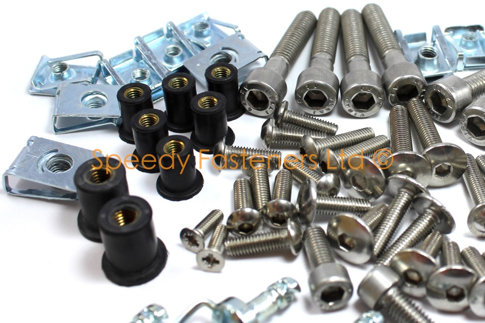 158 Piece Universal Race Track Pack Fairing Frame Bolts Fixings Dzus ...